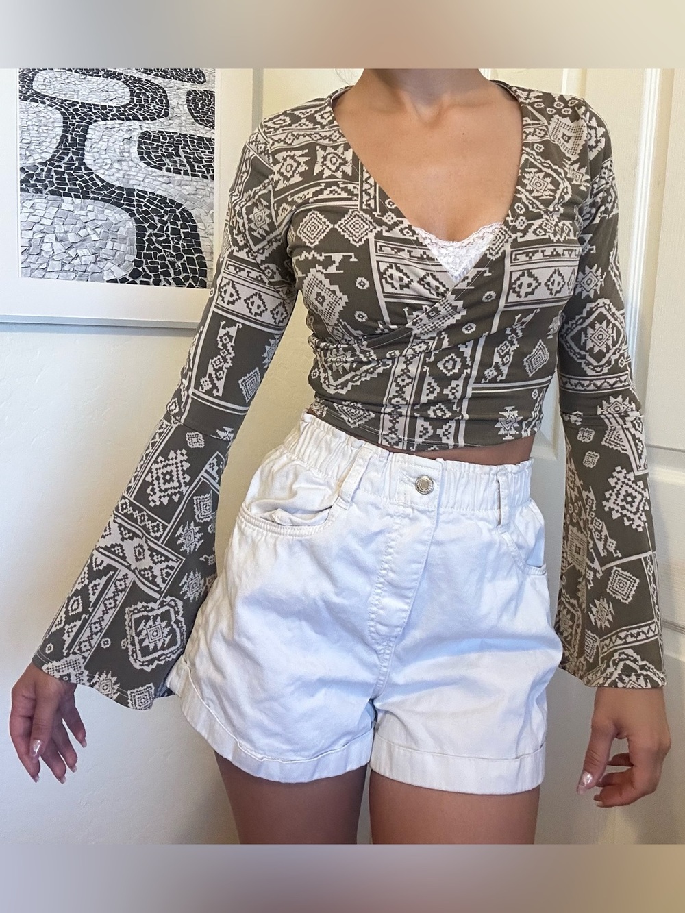 Windsor Tribal Print Wrap Blouse Small